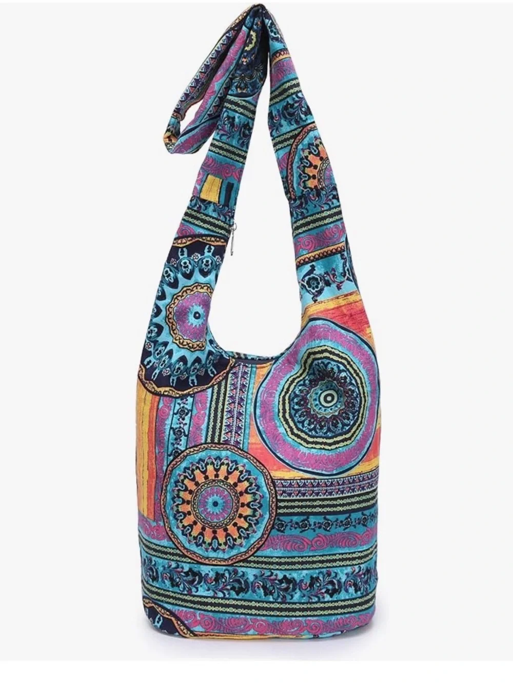 Bohemian Mandala Hobo Bag -Colorful Multi Patterned Crossbody Shoulder Handbag